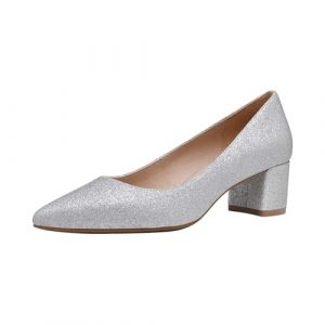 DREAM PAIRS Escarpins Femme &Eacute;l&eacute;gants &agrave; Talon Bas Bout Pointu Chaussures Confortables Style Classique,Size 39,Argent/Paillettes,DPU212 (dreampairsEU, neuf)