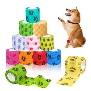 Euablfo 12 Pi&egrave;ces Bande Auto Adhesive, Bandage Autoadh&eacute;sif, Bandage coh&eacute;sif, Pansement Chien Anti Lechage, Bande Strapping Adh&eacute;sif Pour Chiens Chats Animaux Bande Cohesive Bandage Autoadh&eacute;sif (HFELDT, neuf)