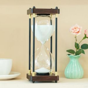 Grand sablier vintage en bois - Minuteur de 60 minutes - D&eacute;coration blanche pour la maison, la cuisine, le bureau (Lmzxmcy Decorate, neuf)