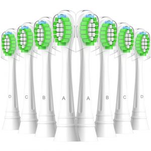 Sulkiwe Têtes de Brosse à Dents Electrique Compatible avec Philips Sonicare, Sensible Brossettes de Rechange Compatible avec ProtectiveClean, HealthyWhite, FlexCare EasyClean, 8pcs Blanc (AREMAL, neuf)