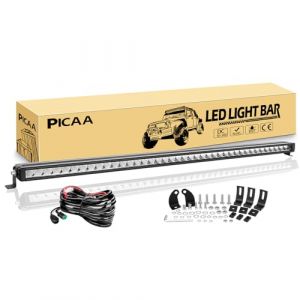 PICAA Barre lumineuse de travail à LED 44 pouces 111 cm avec connecteur DT, faisceau spot 12000 lm, étanche tout-terrain pour UTV, VTT, SUV, camion, bateau - 2 supports de montage avec câble (BEISHUO-UK, neuf)
