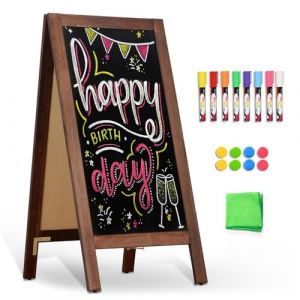 DOLLAR BOSS panneau publicitaire chevalet extérieur 48 x 100 cm, chevalet stop trottoir, tableau noir magnétique tableau à craies double face avec cadre en bois pour restaurant, café, bar, mariage (DollarBoss, neuf)