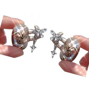 BABIBAOBEI &Eacute;l&eacute;gant clip d'oreille papillon en cristal pour &eacute;couteurs, d&eacute;coration amovible, bijou d'oreille amovible avec faux strass (ASWZjhr, neuf)