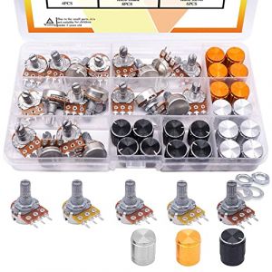 Taiss 60 pi&egrave;ces Kit Potentiom&egrave;tre Lin&eacute;aire Rotatif 5K 10K 20K 50K 100K Ohm,Potentiom&egrave;tre Rotatif, Potentiom&egrave;tre Lin&eacute;aire Type B 3 broches avec Boutons &eacute;crous et rondelle F029-WH148-BOX (zhi-yuan, neuf)