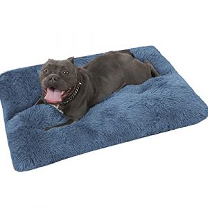 Lit orthopédique apaisant pour chien et chat, matelas orthopédique amovible, lavable, anti-soie - Pour chiens et chats de grande et moyenne taille (100 x 70 x 10 cm, bleu marine) (Waigg Kii, neuf)