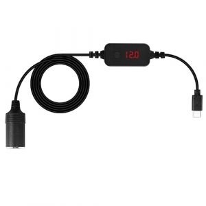 Sinloon Câble USB C vers Allume-Cigare de Voiture Type C vers 5 V, 9 V, 12 V, 15 V, 20 V Prise Allume-Cigare de Voiture Adaptateur Femelle Cordon d'alimentation Doit être utilisé avec Un Chargeur PD (EuSinLoon, neuf)
