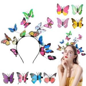 Aweisile Serre Tete Papillon et 8 Pièces Aléatoire Barrette Papillon Bandeau Papillon Serre-Tête Papillon Bandeau Serre Tete Papillon Femme Serre Tête Pince Papillon pour Carnaval Cosplay Mariage (Aweisile, neuf)