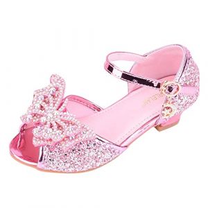 BOTCAM Chaussures de Princesse pour fille avec paillettes et talons Sandales &agrave; talons Pompes &agrave; talons hauts Chaussures de princesse pour enfants Cosplay F&ecirc;tes Mary Jane Chaussures de mariage (sgrfxghrd, neuf)