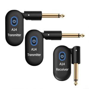 ComfyHarbor Système de guitare sans fil 2,4 GHz, émetteur et récepteur de portée de 30,5 m avec retard < 4 ms, prise jack 6,35 mm pour guitare/basse électrique (ABS noir, 2 émetteurs + 1 récepteur) (fascinatedday, neuf)