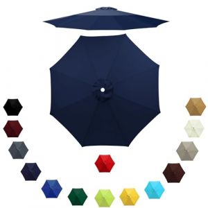 Auvent de Remplacement pour Parasol 6 Baleines/8 Baleines, Remplacement Toile de Parasol 2m/2.3m/2.7m/3.0m, Housse de Rechange pour Parasol D'extérieur, Polyester Anti UV(bleu marine,2.30m/6 Arms) (LYLSD, neuf)