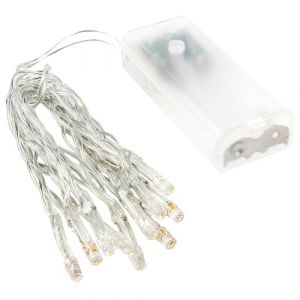 Guirlande lumineuse LED - blanc chaud - 10 ampoules de 5 mm de diamètre placées à 15 cm d’intervalle, avec minuteur (Ideen mit Herz, neuf)