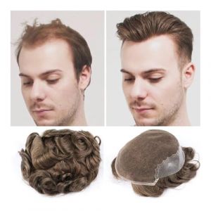 Perruque pour homme, Hommes toupet Style système de remplacement de cheveux suisse dentelle avant avec perruque masculine naturel Remy cheveux humains prothèse hommes,Perruque blonde(Beige Blonde,7x9 (zhuyanbo, neuf)