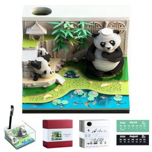 Yuning 2026 Calendrier 3D de Bureau,Calendrier de Bureau Cr&eacute;atif 3D Panda calendrier Hebdomadaire de bureau 2026,Bloc Note 3d D'art &Agrave; D&eacute;chirer Papier Sculpture Memo Pad,D&eacute;coration d'int&eacute;rieur Cadeau (shuye-uk, neuf)
