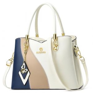 FOLOVEYA Sac &agrave; Main Femmes &Eacute;l&eacute;gant Sac Cabas Imperm&eacute;able Sac &Eacute;paule Grand Capacit&eacute; Sac Fourre-Tout Bandouli&egrave;re Dames Multicolore Shopper Pour Les Travail Voyage Ville Affaires en PU Cuir Bleu (GATE14 S.R.L, neuf)