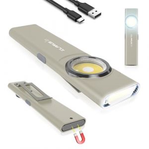 klarus Lampe de travail COB rechargeable USB C, mini lampe de poche plate EDC de 600 lumens avec base magnétique et clip à boucle,Convient pour l'entretien, le camping, la randonnée, les urgences (Klarus® EU Store, neuf)