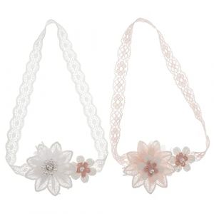 Vaguelly 2 Pièces bandeau en dentelle fleur de bébé fille bandeau fleuri bébé fille arcs nouveau-nés bandeau bébé bandeaux pour bébé Bandeaux nouveau-né bandeau fleuri pour bébé fille (Bustling Xin, neuf)