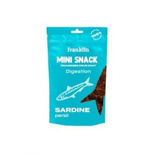 FRANKLIN – Friandises pour Chats – Snack Sardine & Persil – sans céréales – Facilite la Digestion – Soutient Le système immunitaire – pour Chaton, Adultes & Senior – Sachet Recyclable – 50 g (Franklin Pet Food, neuf)
