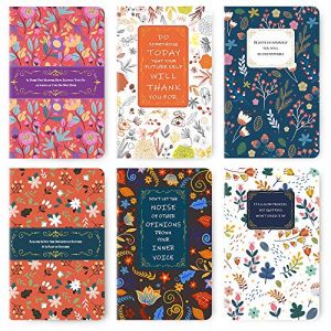 Lot de 6 carnets de notes de poche à couverture souple avec citation inspirante 96 pages (48 feuilles), 12,7x20,3cm, petit carnet ligné, joli journal, reliure cousue, parfait pour les notes rapides (Anzon Goods, neuf)