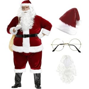 Costumes PèRe NoëL Grande Taille, Deguisement Pere Noels Moto PièCes Costumes DéGuisement Complet Habit Peres Noel Tenue, Costume Homme Peres Noels pour Adulte Tenue Noëls, fête, Cosplay (Jeisxsqe, neuf)