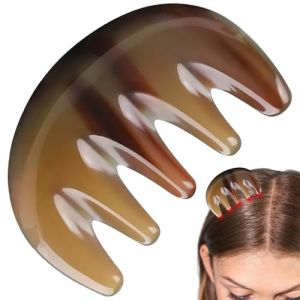 Peigne en corne et outil de massage du cuir chevelu, peigne en corne de buffle portatif pour le massage du cuir chevelu, outil la t&ecirc;te compact et portable pour la relaxation quotidien (BBhalcyonheiyo, neuf)