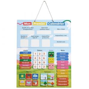 chuckle - Calendrier Magnétique pour Enfants avec Saisons, Dates Et Météo (en Français) - 40x32 cm - Outil d'apprentissage Ludique pour Enfants De 4 À 10 Ans (Acacia Products, neuf)