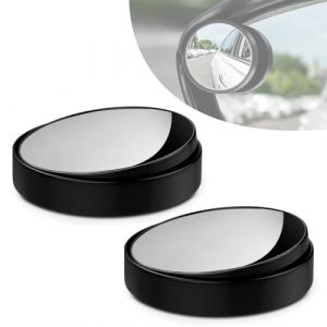 FENQURO 2 Pcs Rotatif Voiture Angle Mort Miroir sans Cadre Rond 360°Rotate HD Verre Auto-adhésif Convexe Vue Arrière Voiture Côté Miroir Angle Mort Extérieur pour Véhicules, Moto, Camions et SUV (WINESTART, neuf)