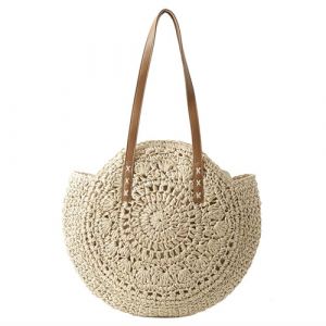 Xusxes Panier De Plage Paille Sac Bandoulière Rétro Rond Sac À Bandoulière Rotin De Paille Pour Beige À Main Femme Ete Paille De Plage Paille Pour les voyages, les vacances, les loisirs (Wdytrn, neuf)