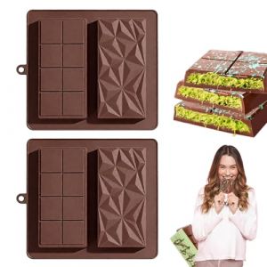 LAKJUOZ 2 Pi&egrave;ces Moule Tablette Chocolat 2 En 1 Moule Silicone Tablette De Chocolat Profond Antiadh&eacute;sifs Moule Tablette Chocolat Pour Chocolats De Dubai Barres &Eacute;nerg&eacute;tiques (LI LINA DE DIAN, neuf)