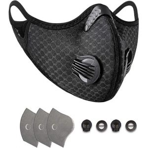 Masque de sport demi-visage coupe-vent pour vélo, protection contre la poussière, le froid et la pollution avec filtre – Idéal pour le ski, le cyclisme, la moto, le skateboard et le roller (noir) (Pozlle Warehouse FBA, neuf)