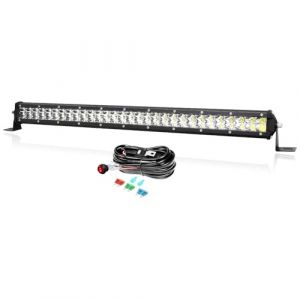 PICAA Mince 24 Pouces 180W Barre de LED avec 12V Kit de C&acirc;blage, Spot Barre Lumineuse LED Rampe LED 6000K Blanc pour 4x4 Voiture Camion Off Road ATV SUV Tracteur (Yuanpin-EU, neuf)