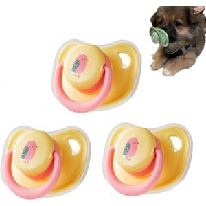 Tétine en silicone pour chien et chaton - Jouet à mâcher pour petit chien et chat - Accessoire de décoration en latex pour chien - Jouet apaisant à mâcher pour chiot et chaton - Jaune - 3 pièces (RUNWUFUZUZU, neuf)