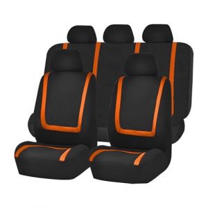 JNNJ 9 Pièces Set Complet Housses De Siège Voiture, Housses Siège Avant Et Arrière Voiture Universelles, Auto Couvre Sieges Accessoires Interieur, pour avec Presque Toutes Les Voitures(Orange) (KJHmaoyi, neuf)