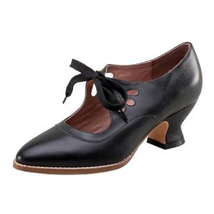 Escarpins r&eacute;tro Mary Jane pour femme - Style vintage - &Agrave; lacets - Talon bas - Chaussures Derby - Grande taille (zezhoushangmao, neuf)