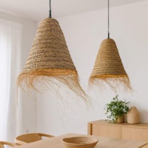Generico Lustre à Suspension en Paille Artisanale Marocaine: Style Ethnique, Éclairage Naturel et Confortable 2403211007, 2403211001 (Etnico del Mondo, neuf)