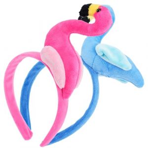 TOPBATHY Lot de 2 Serrage-T&ecirc;tes Flamant Rose en Plastique et Tissu Accessoires de Cheveux pour F&ecirc;tes et Photos Bandeaux Animaux de Dessin Anim&eacute; Confortables Coloris Rose Vif et Bleu Roi (Parham Ring, neuf)