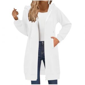 RLEHJN Sweat Femme Avec Capuche Chaud Long Veste Sweat &Agrave; Capuche Gilet Cardigan Femme Manches Longues Veste &Agrave; Capuche Color Block Slim Fit Tunique Casual Manteau Long Jacket Outwear (⭐⭐⭐⭐⭐RLEHJN, neuf)