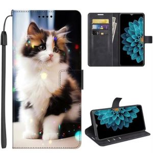 SEHEYA Etui Compatible avec Wiko Y82 Coque &agrave; Rabat Magn&eacute;tique Flip Folio Portefeuille Imprim&eacute; Animal Cuir PU Housse de Protection Case, Chaton Duveteux (SEEYA, neuf)