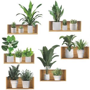 Zfseyuh Stickers Muraux Cuisine Plante en Pot Autocollant Mural 3D Stickers Plante Sticker Muraux Vase Amovibles pour Salon Chambre (Hongdz, neuf)