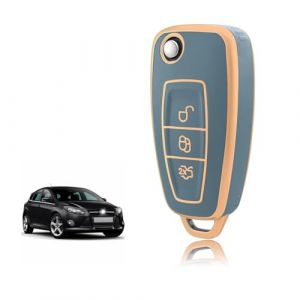 TOOMUME Coque Cl&eacute; TPU, Etui Cl&eacute; &Eacute;tui Cl&eacute; Adapt&eacute; pour Ford Focus Fiesta Kuga Tourneo Transit Connect Custom Courier Puma Galaxy C-Max S-Max, Couvre Clef Cache Cle Voiture Tel&eacute;commande - Flip Key (TOOMUME, neuf)