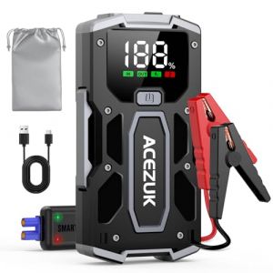 ACEZUK Booster Batterie Voiture 4000A, Démarreur de Voiture Portable (Jusqu'à 5.5L Diesel ou 7.0L Gaz), 12V Jump Starter avec 2.5 inch Écran LCD, Pinces de Sûreté Intelligentes, Lumière LED (M01-ES) (yanmingfudexiaodian, neuf)
