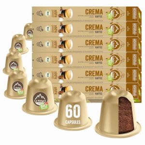 La Natura Lifestyle CAF&Eacute; BIO CREMA 60 capsules de caf&eacute; compatibles machines &agrave; capsules Nespresso | 100% compostable industriellement | Respectueux de l'environnement | (La Natura Lifestyle, neuf)