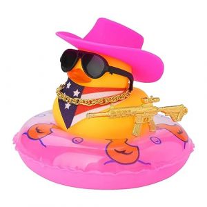 Stronrive Jouets Canard Jaune Voiture D&eacute;coration Canard Jouet, Voiture Canards Squeak Accessoires D&eacute;coration avec Chapeau Anneau Bain Collier Lunettes Soleil pour La D&eacute;coration (Stronrive, neuf)