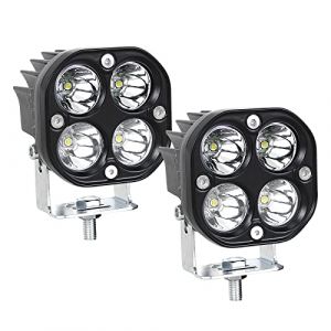 Willpower 2PCS Phare de Travail LED Tracteur 7.6cm 3'' 40W Blanc Projecteur LED 12V 24V Etanche IP67 Feux Antibrouillard LED pour 4x4 Voiture Camion SUV Bateau Carré (YZ-EU, neuf)