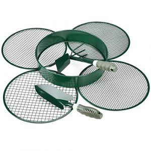 johgee Tamis de Jardin 4 en 1, 4 Inserts interchangeables Ø 12mm/9mm/6mm/3mm, Tamis à Compost en Acier Inoxydable pour la Terre, Le Compost, avec Pelle et Houe à Double Usage (Wohl-Hausshop, neuf)