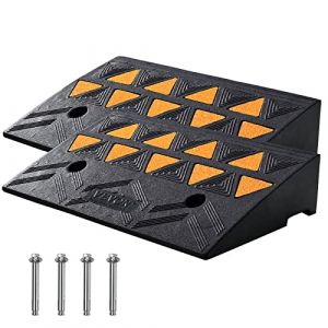 VEVOR Rampe de Seuil Hauteur 11 cm 2PCS Rampes Trottoir Caoutchouc Capacité Charge 15 tonnes Rampe Accès Fauteuil Roulant avec Structure Grillagée Stable pour Passage Voitures Moto Scooter 50x32x11 cm (New Clear FR, neuf)