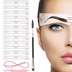 TEUVO 12 Styles Pochoirs Sourcils pour Débutants, Kit Pochoir Sourcils Réutilisable avec Brosse à Sourcil et Rasoir Sourcil pour 3 Minutes Maquillage Sourcil (TEUVO, neuf)