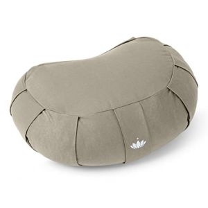 LOTUSCRAFTS Zafu coussin de méditation, hauteur d'assise 15 cm, modèle Siddah demi-lune, coussin de yoga, yoga bolster, housse en coton lavable, rembourrage d'épeautre, Certifié GOTS (Lotuscrafts, neuf)