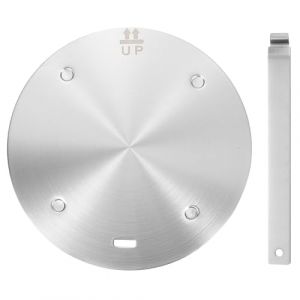 QUARKZMAN Chaleur Diffuseur Plaque pour Gaz Poêle 8 pouce Rond Chaleur Conduction Induction Adaptateur Plaque avec Amovible Poignée Ustensiles Cuisine Protecteur pour Ustensiles, Argent Ton (QUARKZMAN, neuf)