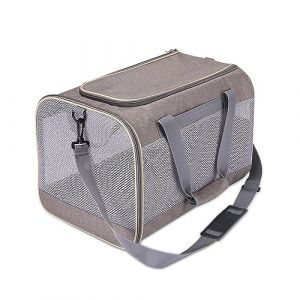 ALLSOPETS Sac Transport Chat Chien, Sac à Main Portable pour Chien Chat, Caisse de Transport Chat Respirant et Pliable Cage Transport Chat avec Matelas, Sac de Voyage pour Voiture et Train Kaki (ALLSOPETS-FR, neuf)