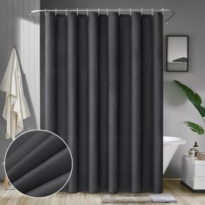 MIULEE Rideau de Douche 150 x 180cm Polyester Anti-Moisissure D&eacute;perlant pour la Baignoire Imperm&eacute;able Rideaux Baignoire Lavable en Machine 10 Crochets Gris Fonc&eacute; (MIULEE HOME, neuf)